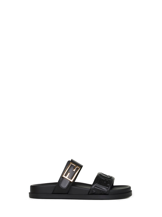 Slide a doppia fascia Fendi Feel in nappa nera