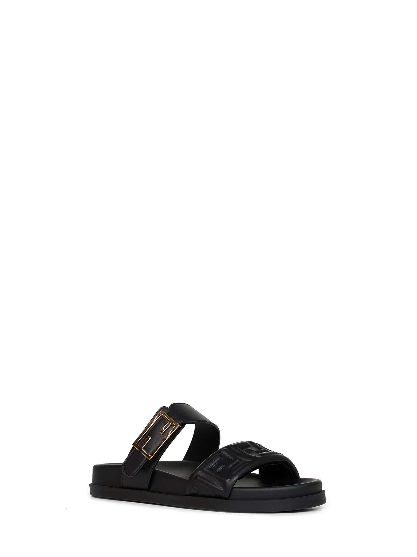 Slide a doppia fascia Fendi Feel in nappa nera