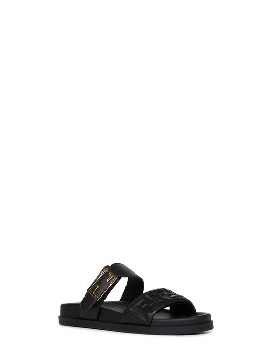 Slide a doppia fascia Fendi Feel in nappa nera