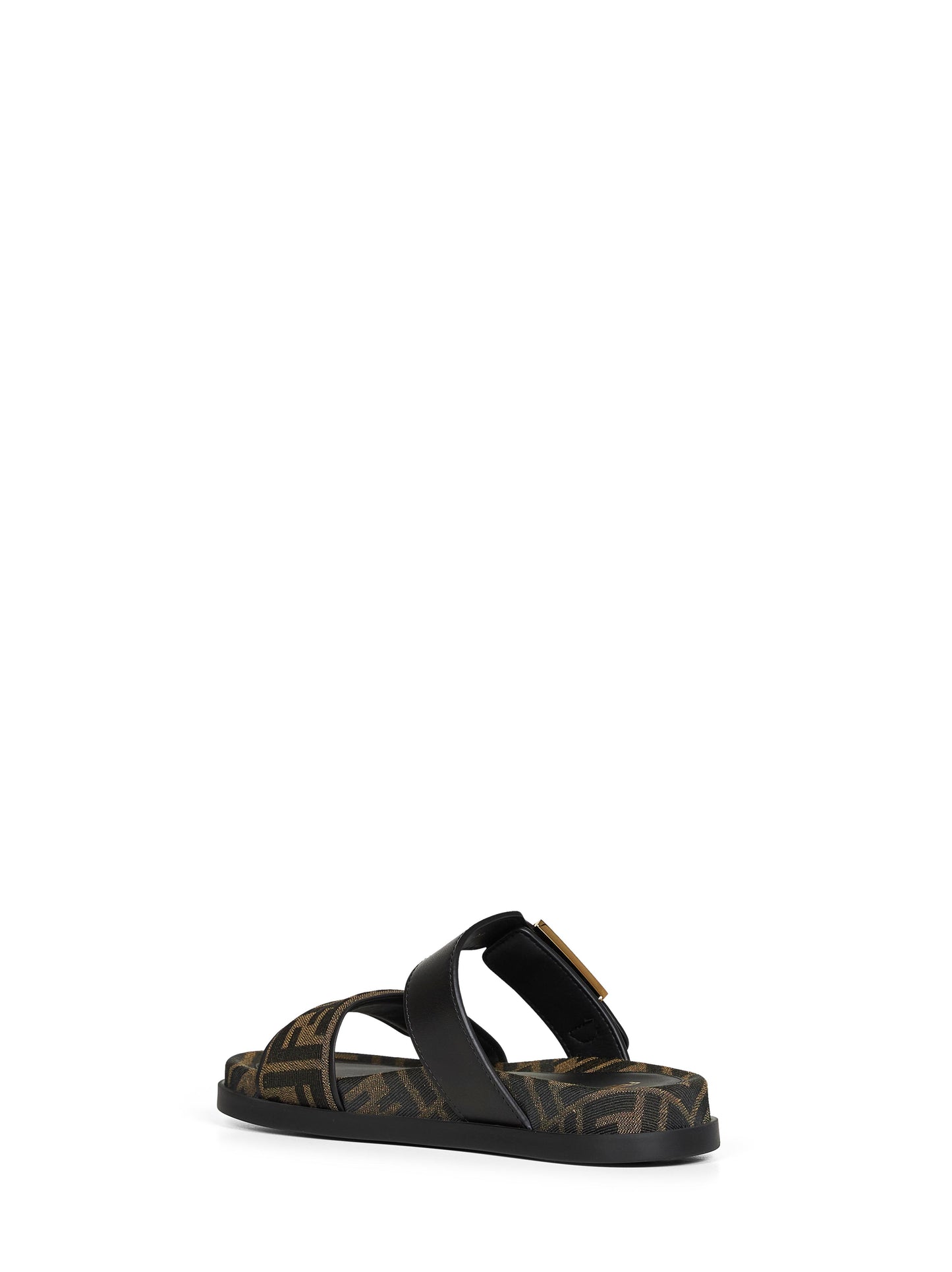 FF fabric and leather Fendi Feel slide sandals