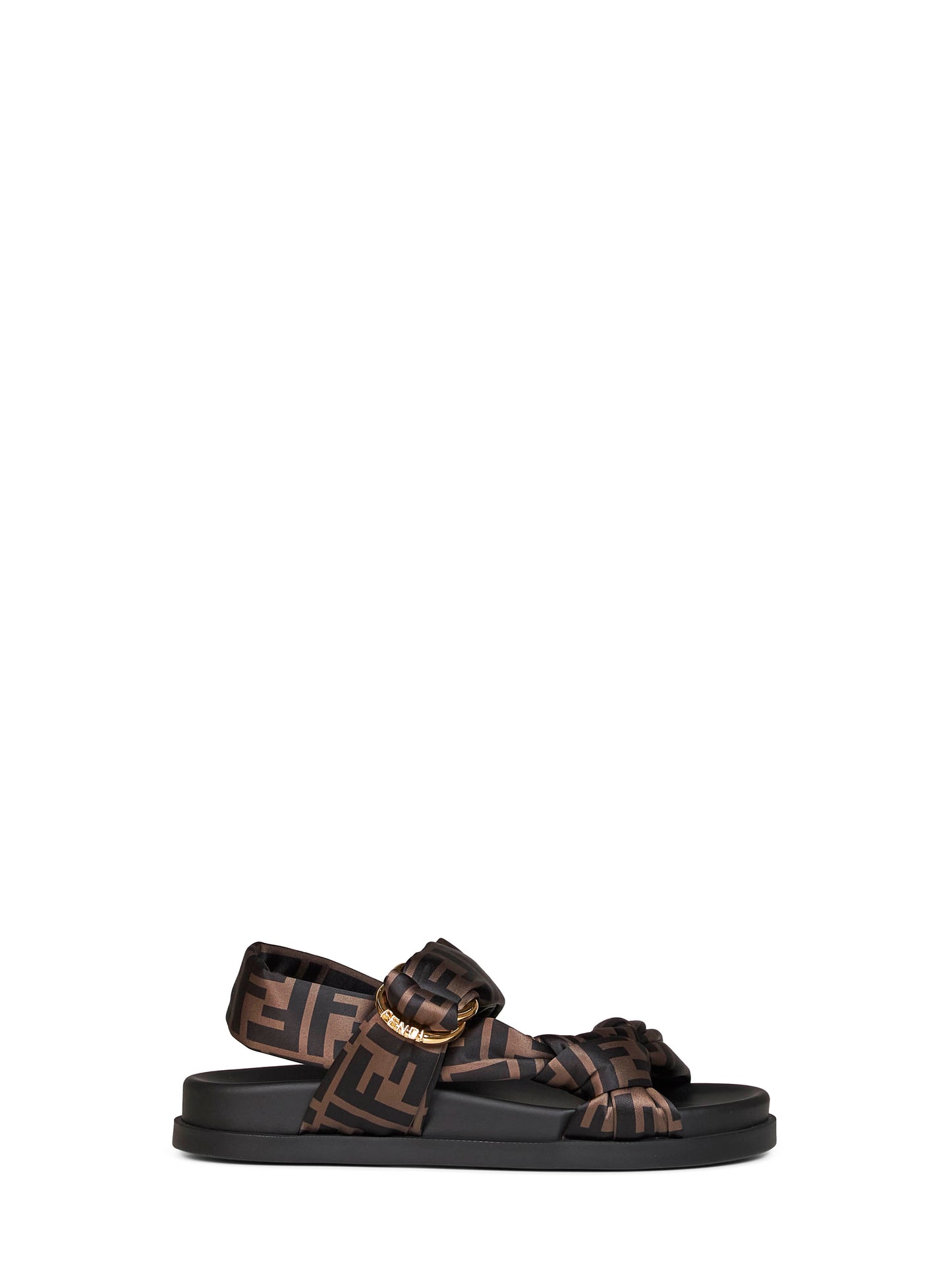 Sandali Fendi Feel in raso FF marrone