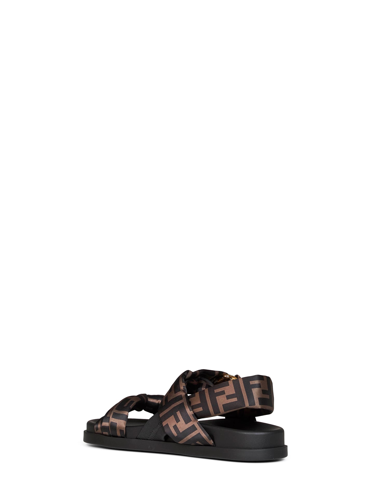 Sandali Fendi Feel in raso FF marrone