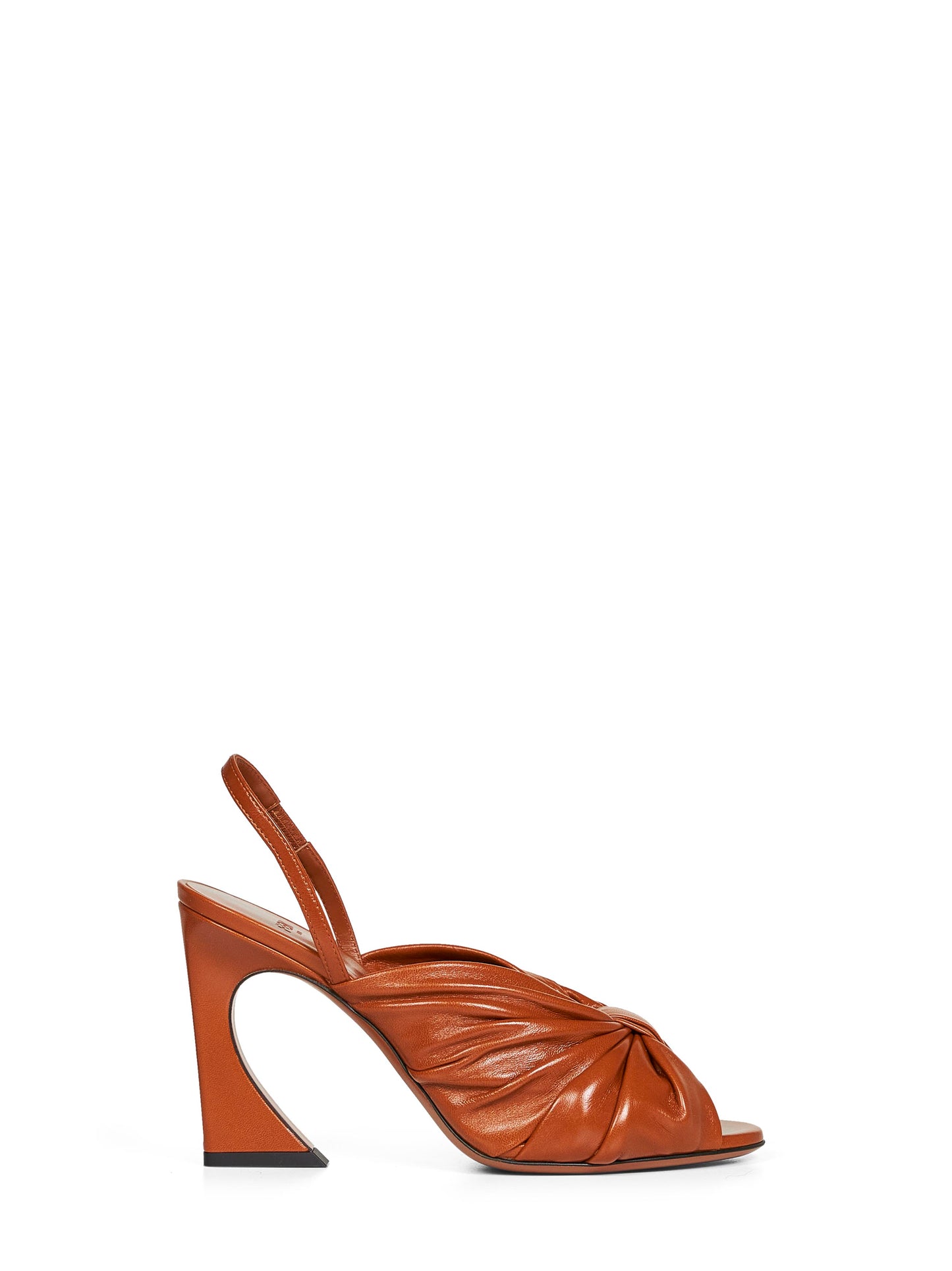 Tan nappa leather Fendi Arco slingback sandals