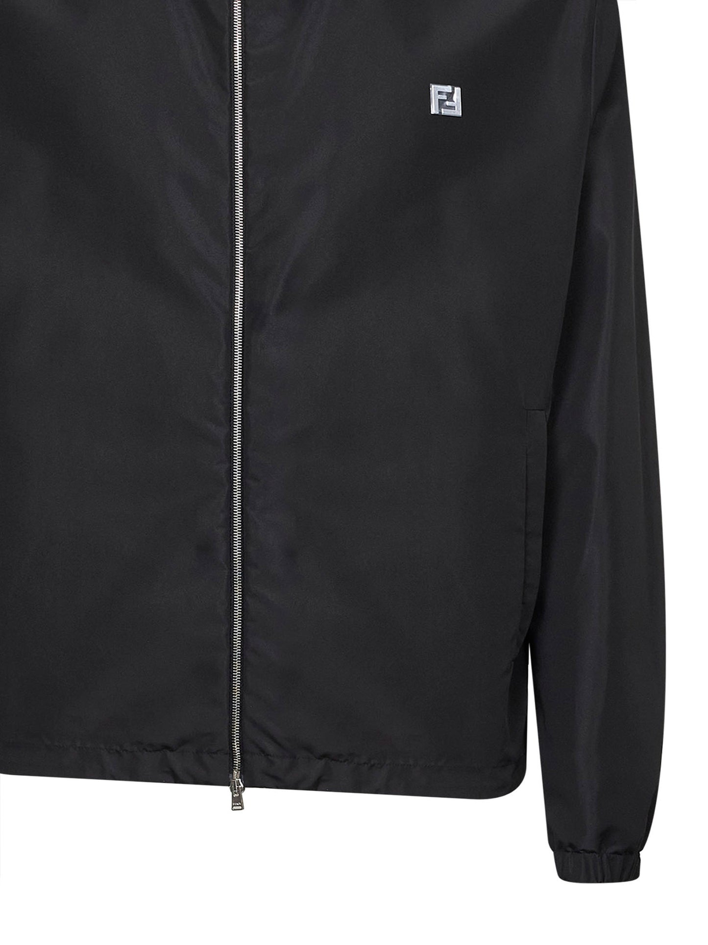 Blouson con cappuccio in tessuto tecnico nero