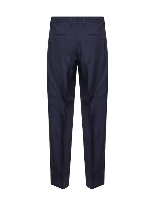 Dark blue wool canvas tailored trousers