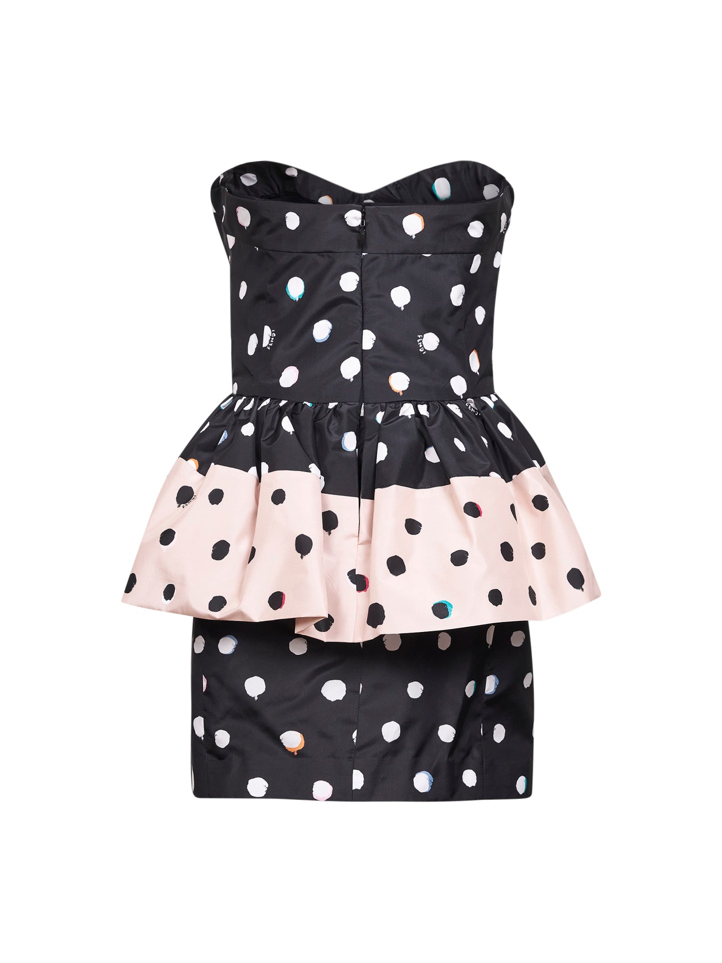 Miniabito bustier in taffetà stampato nero