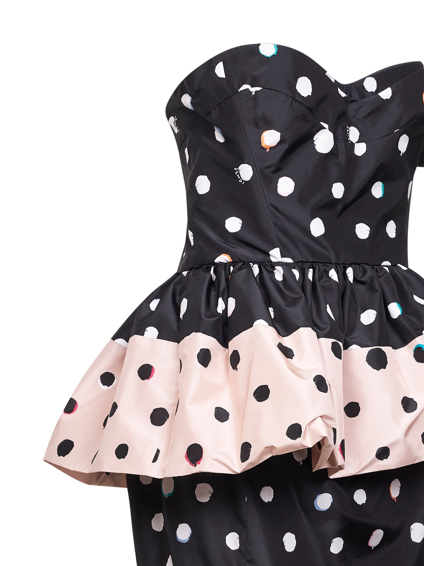 Miniabito bustier in taffetà stampato nero