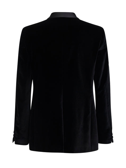 Blazer monopetto in velluto nero