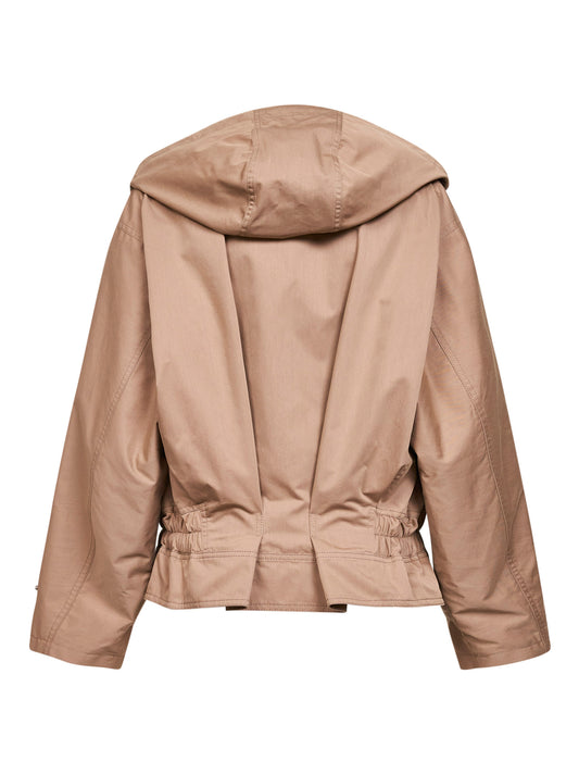 Blouson con cappuccio in drill beige