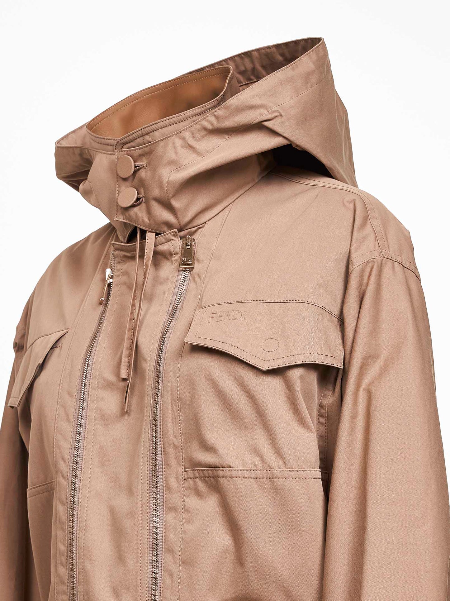 Blouson con cappuccio in drill beige