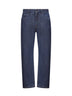Blue cotton denim straight five-pocket jeans
