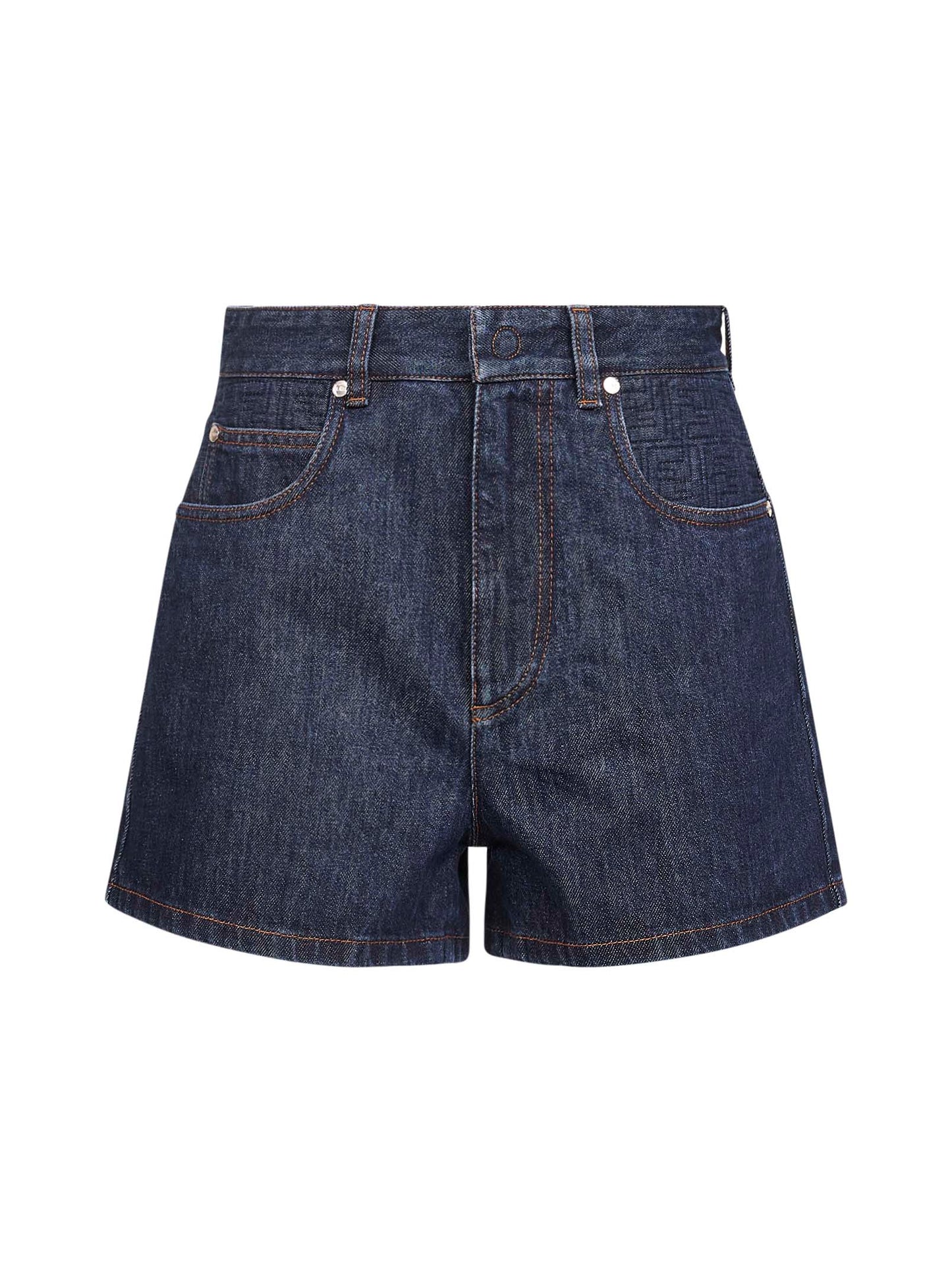 Dark blue stretch cotton denim shorts