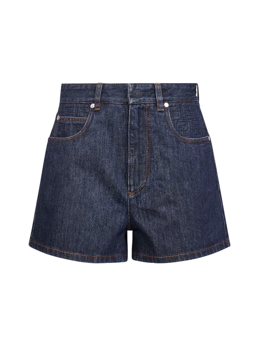 Dark blue stretch cotton denim shorts