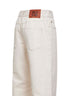 Jeans dritti in denim di cotone beige con motivo FF