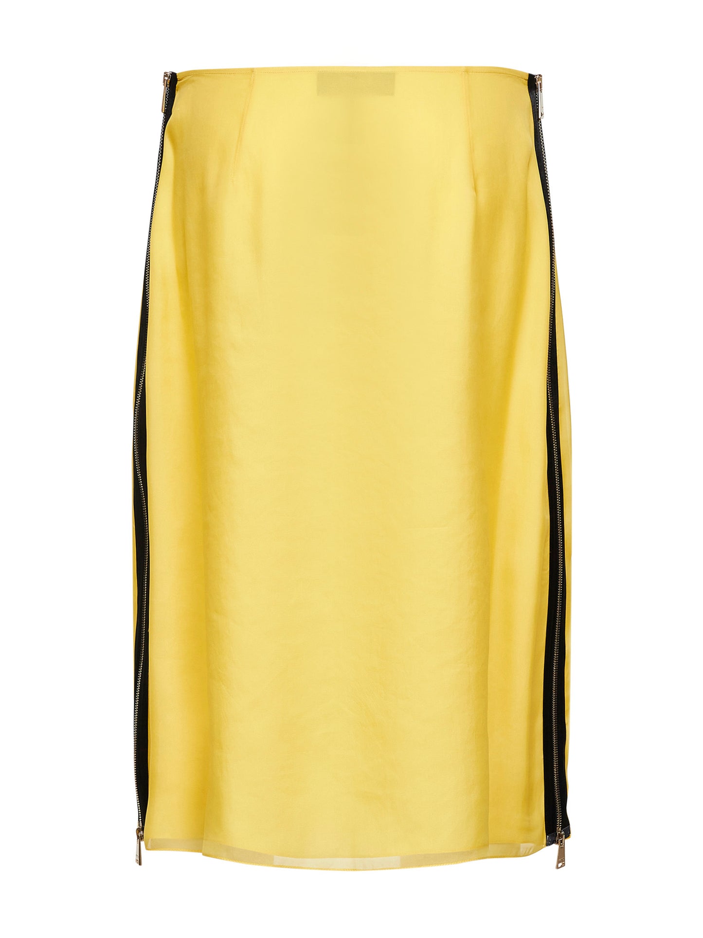 Yellow silk organza midi skirt with Fendi Ajour motif