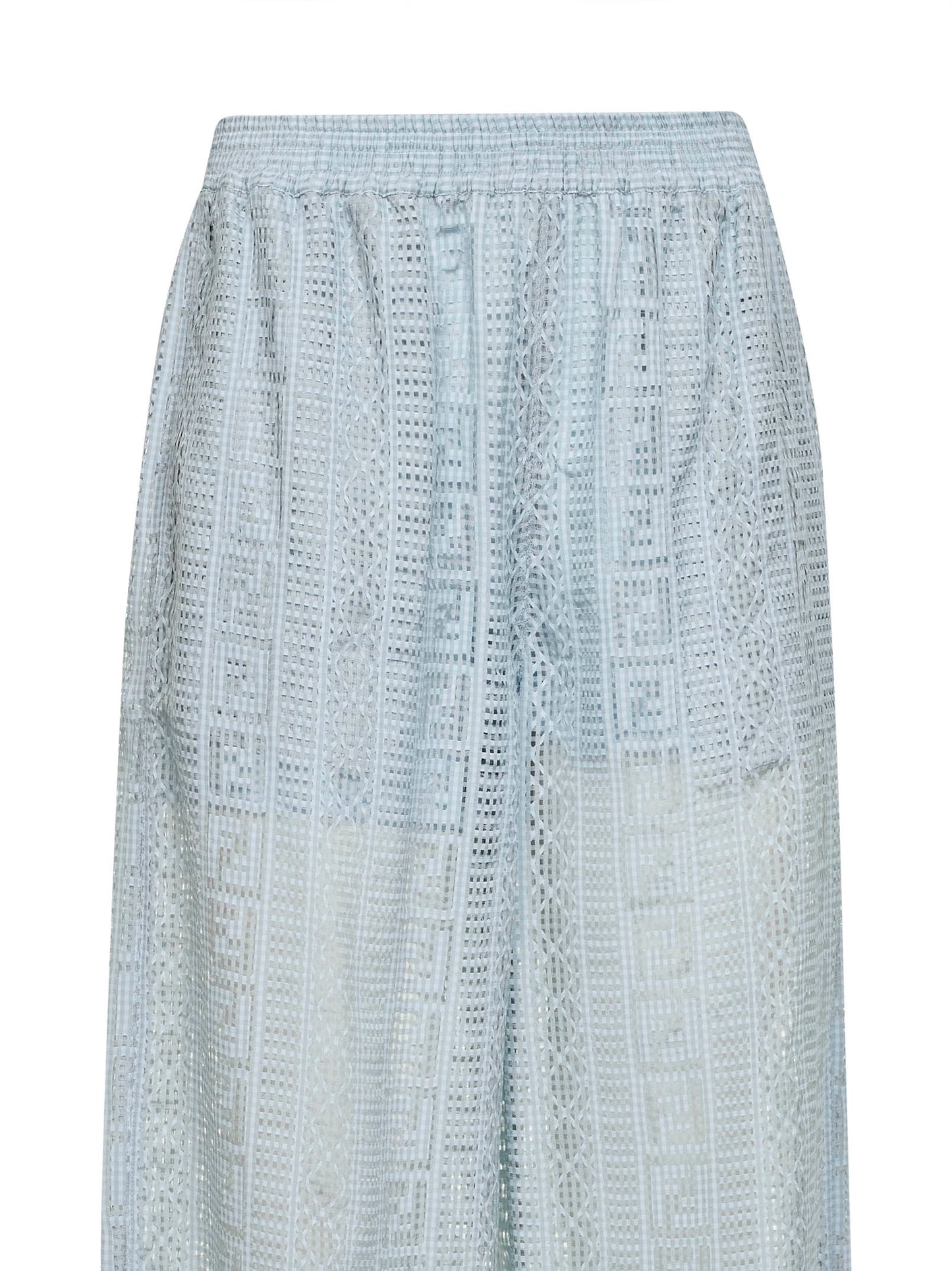Pantaloni stile pigiama in misto seta dévoré azzurro
