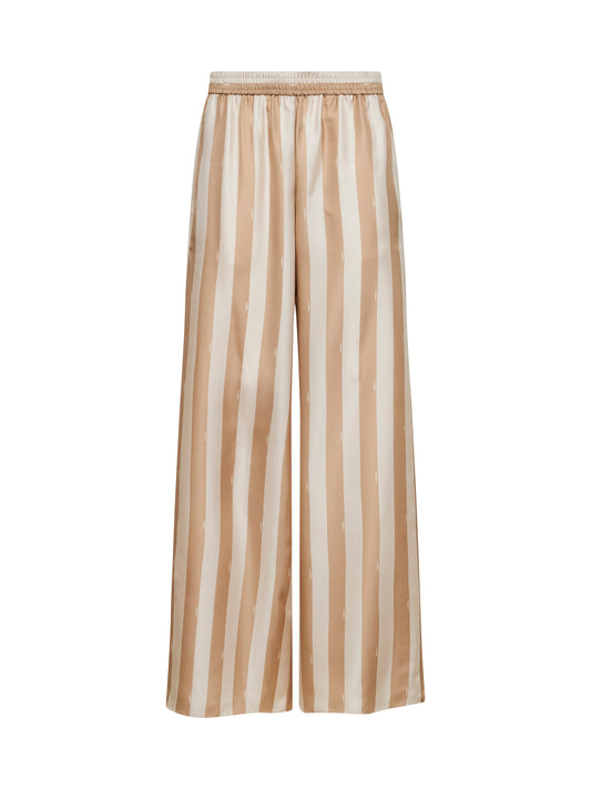 Beige Pequin silk pajama trousers