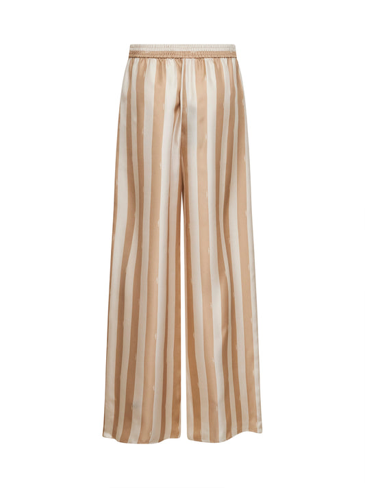 Beige Pequin silk pajama trousers