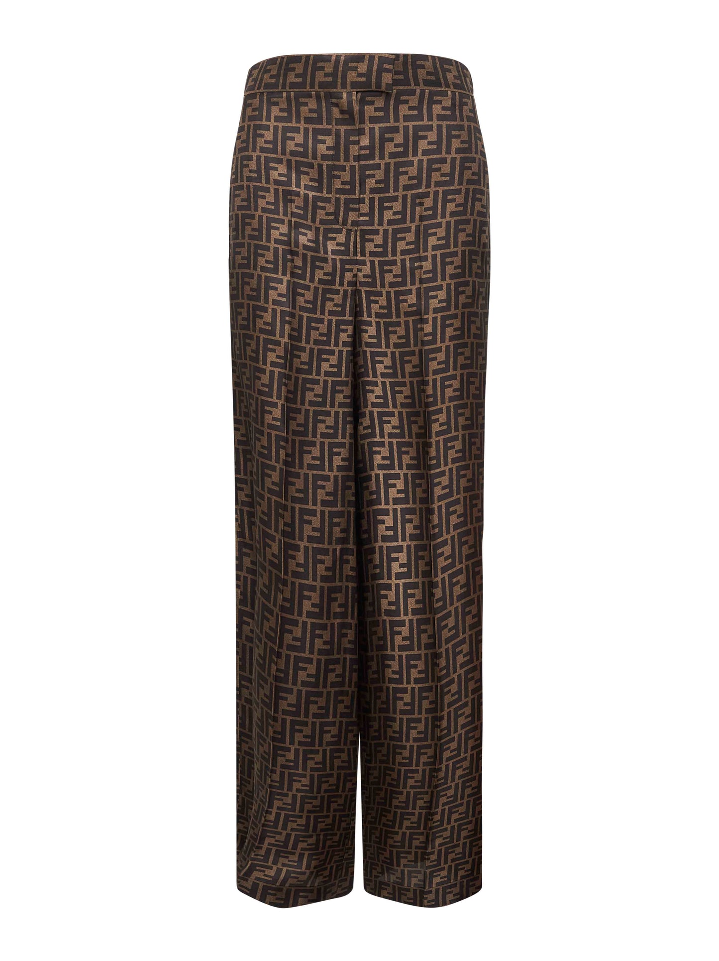 Brown FF silk twill trousers