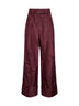 Burgundy silk taffeta high-rise trousers