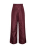 Burgundy silk taffeta high-rise trousers