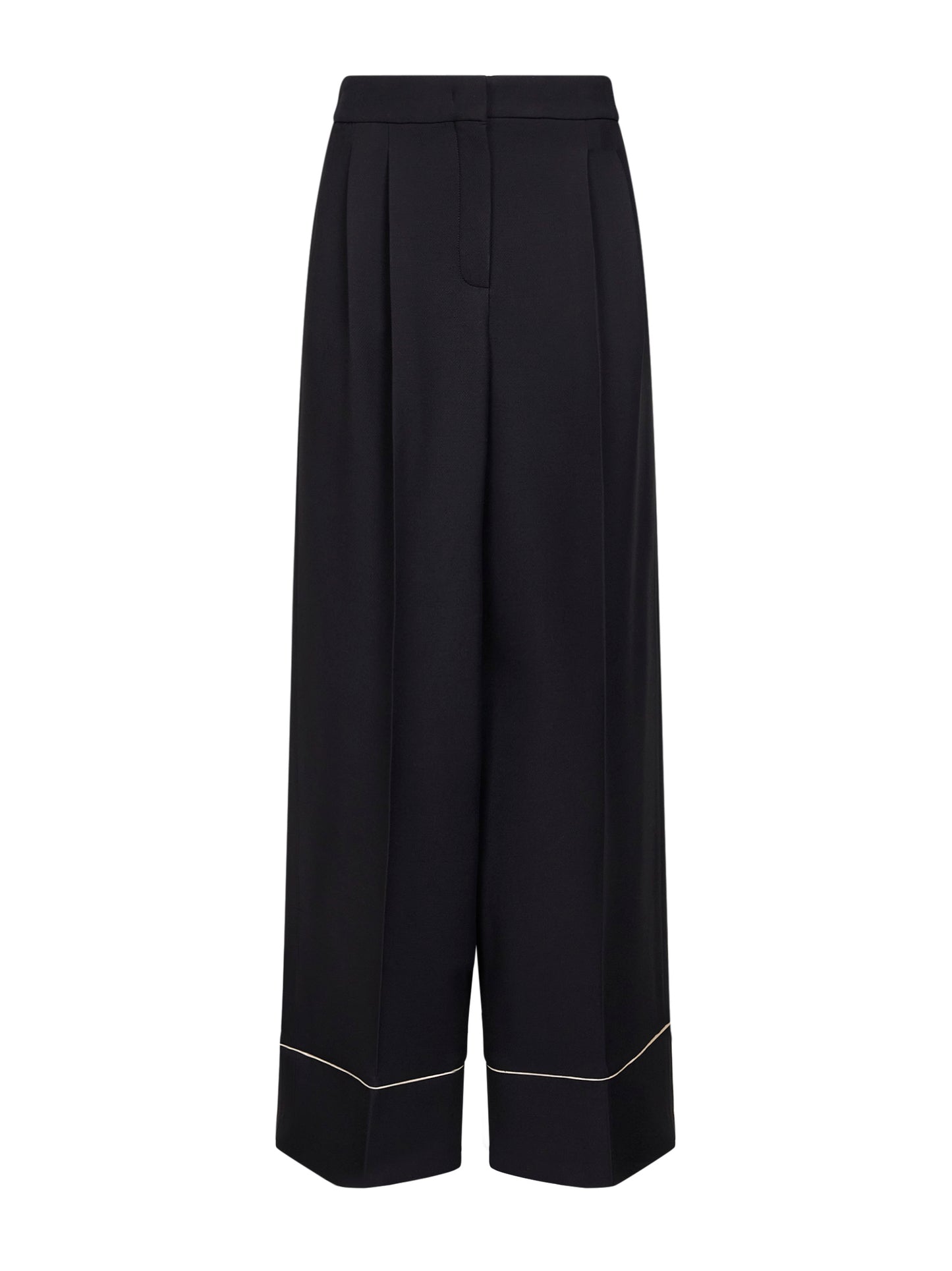 Pantaloni stile pigiama in lana e seta nera