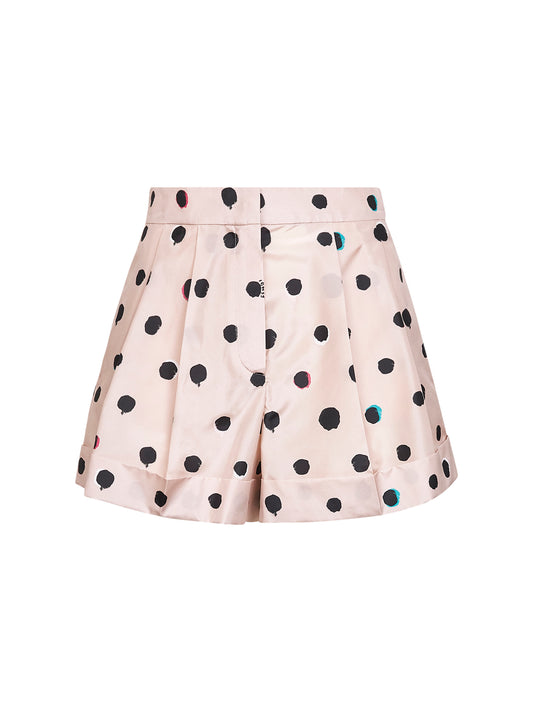 Pink printed silk taffeta shorts