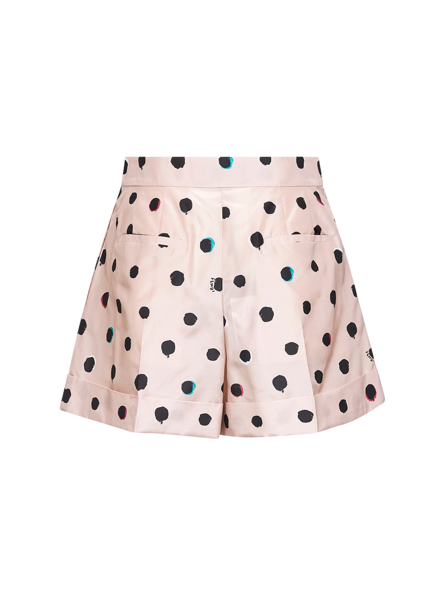 Pink printed silk taffeta shorts
