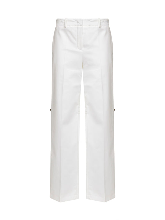 White technical canvas straight-leg trousers