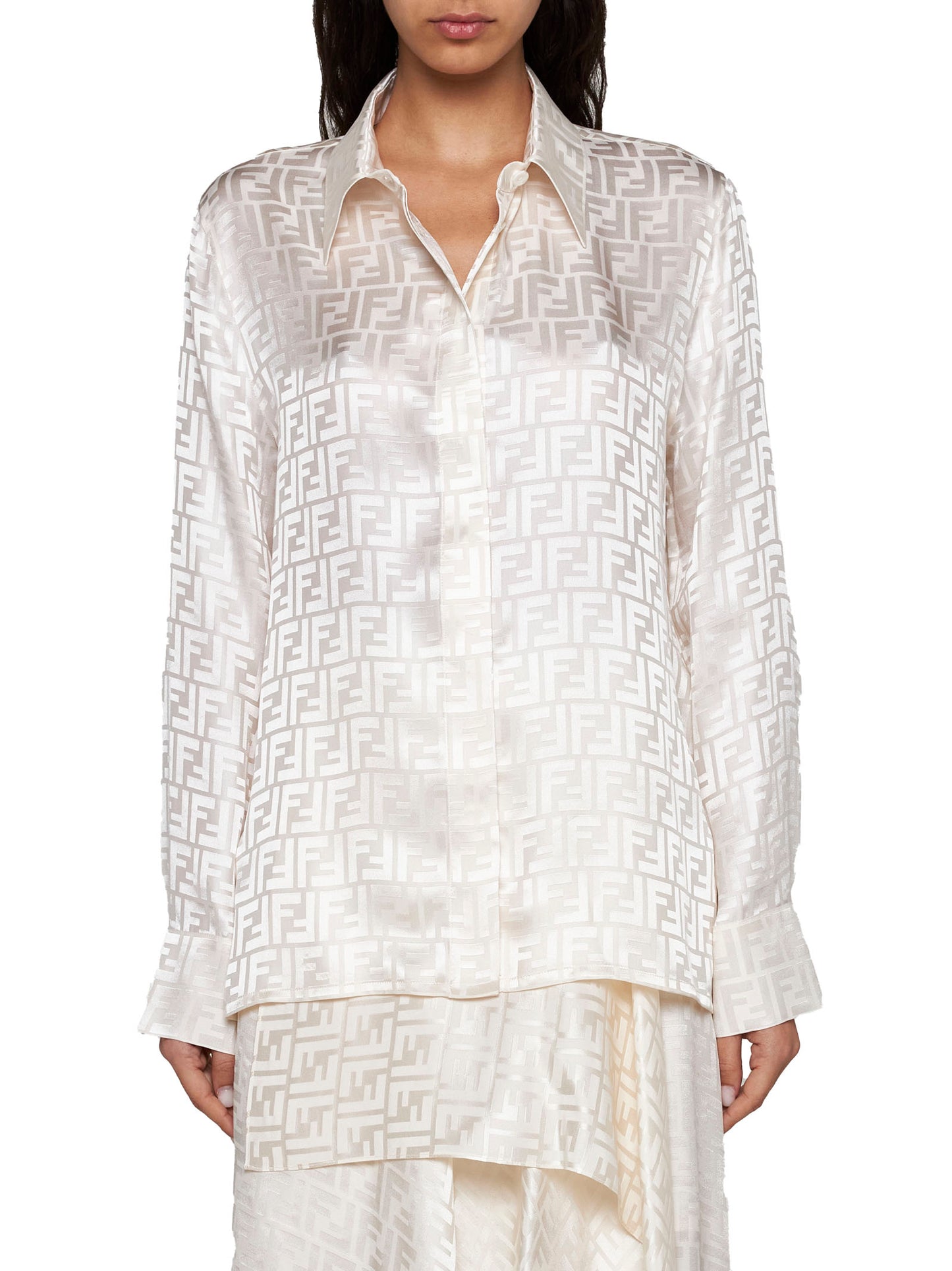 White FF silk shirt