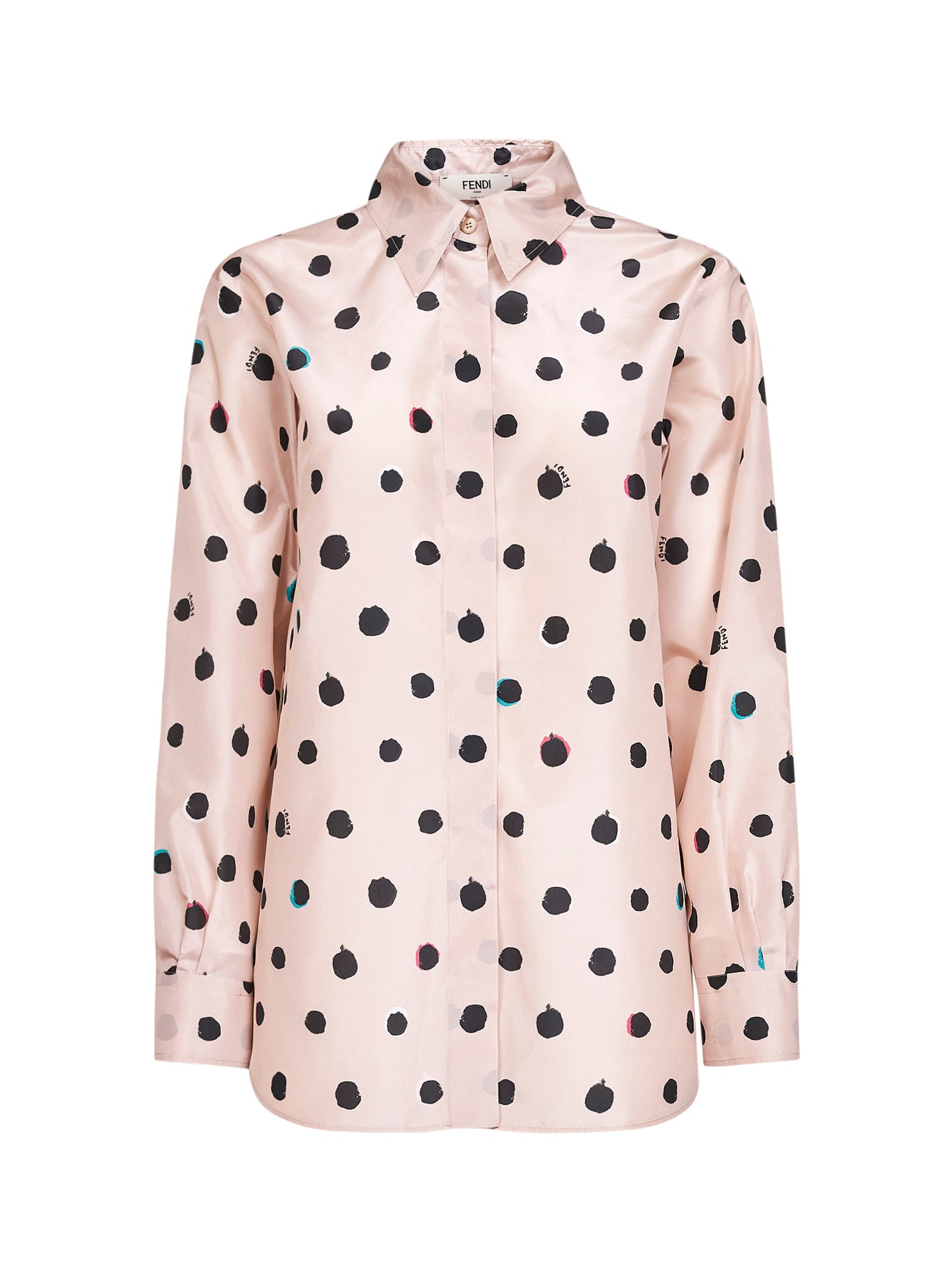 Camicia in taffetà di seta stampato rosa