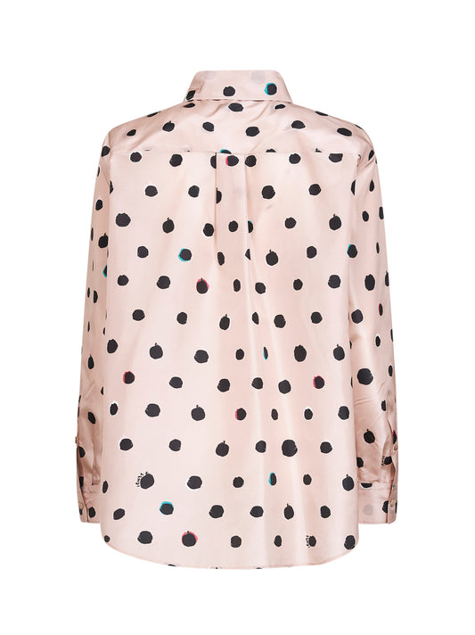 Camicia in taffetà di seta stampato rosa