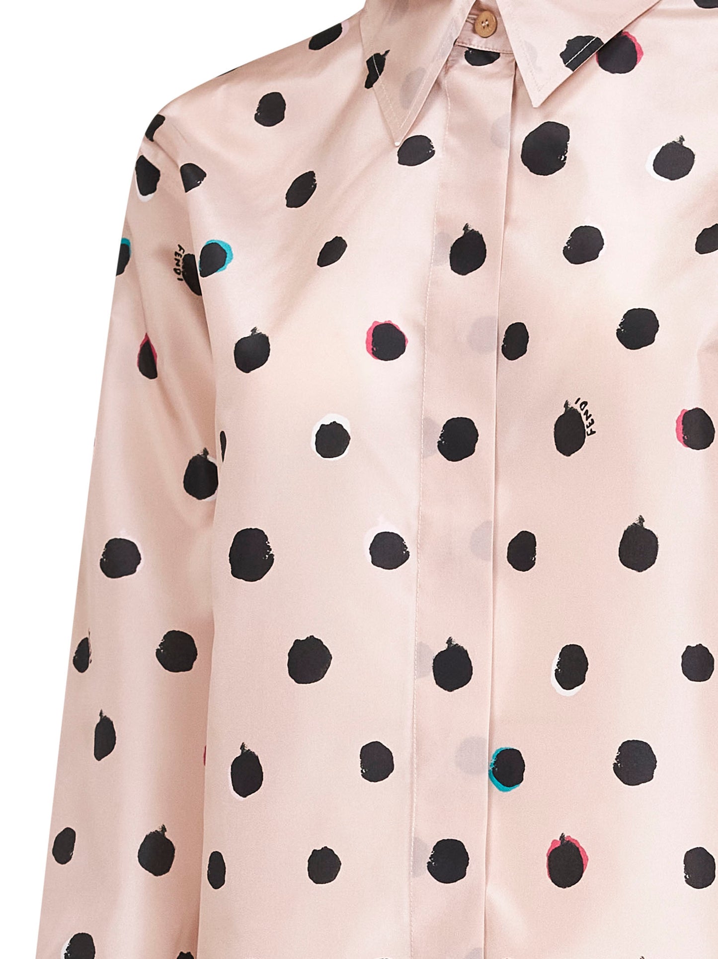 Camicia in taffetà di seta stampato rosa