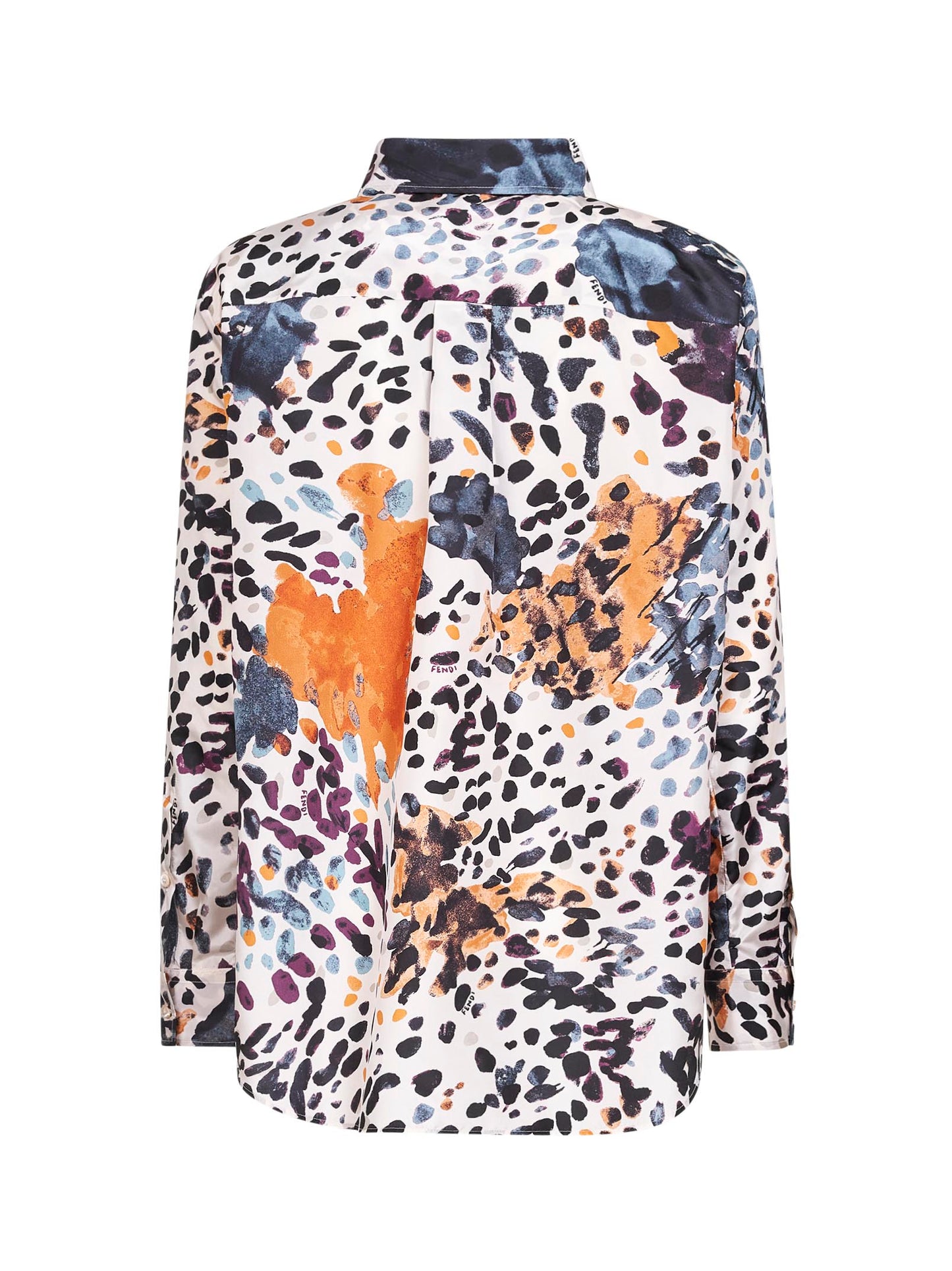 Camicia in taffetà di seta stampato avorio