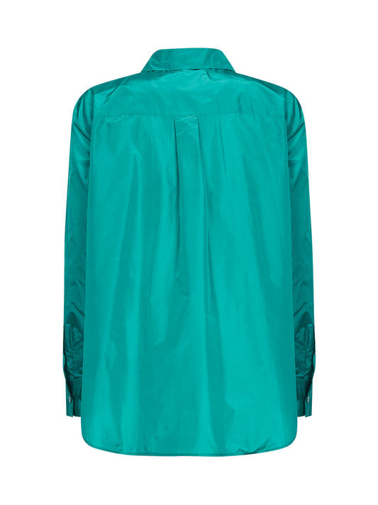 Camicia in taffetà di seta azzurro