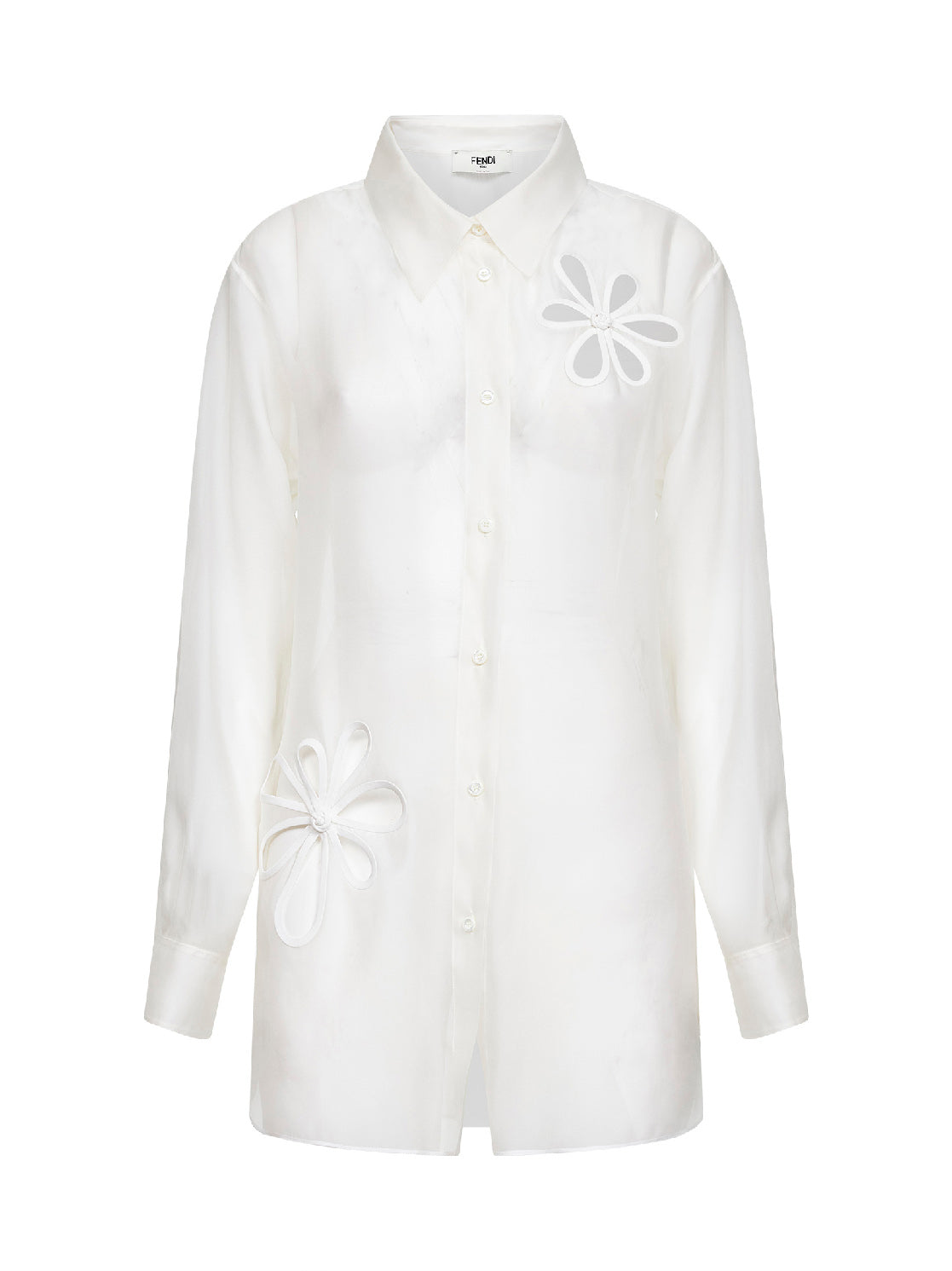 Camicia in organza bianca con motivo Fendi Ajour