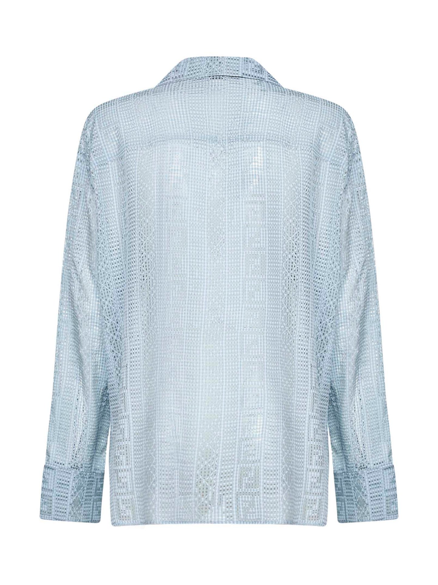 Light blue burnout silk blend pajama shirt