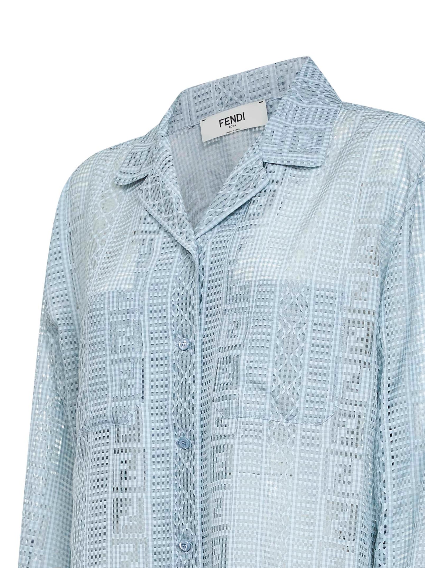 Light blue burnout silk blend pajama shirt