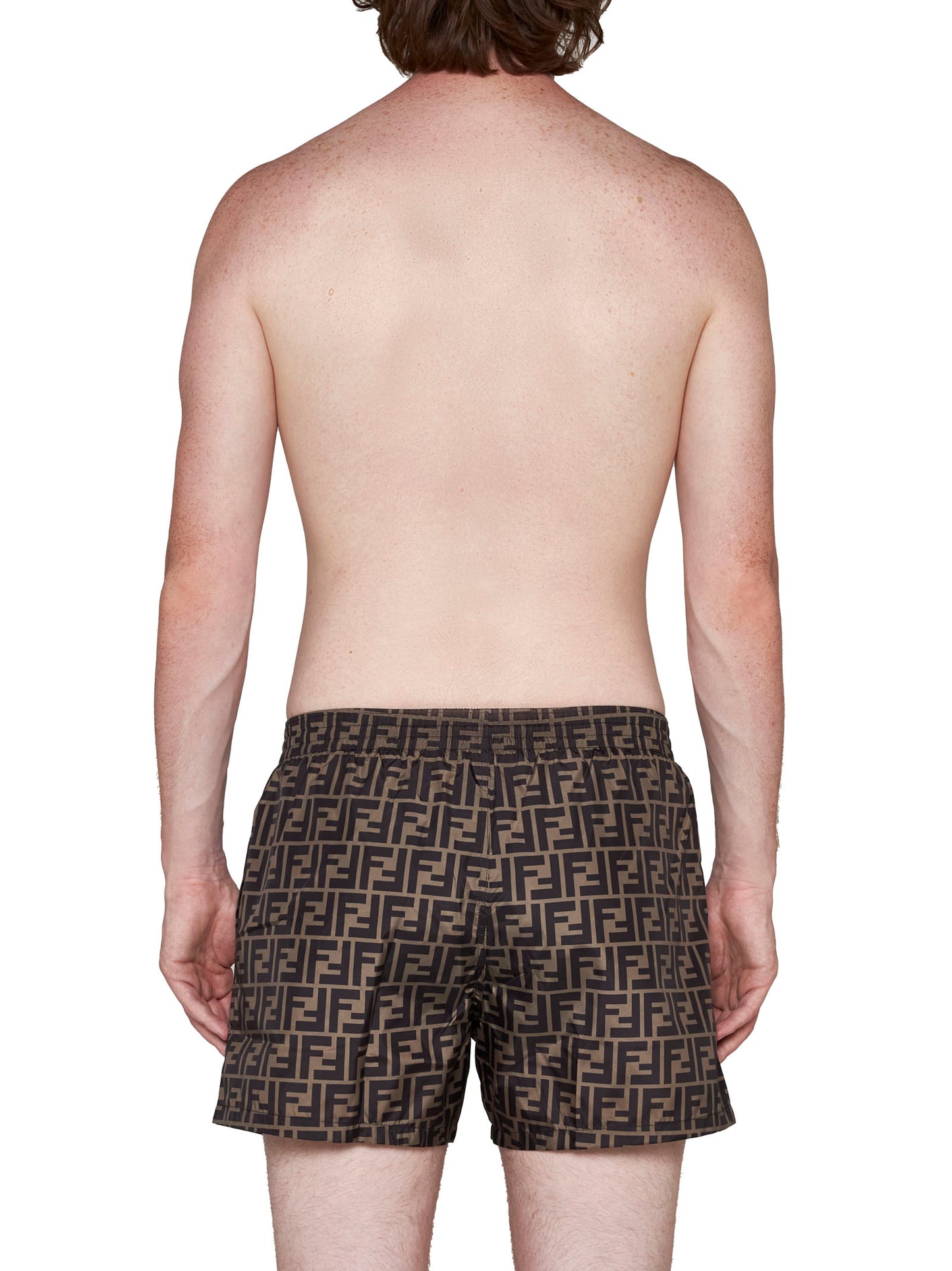 Short in nylon marrone Fendi