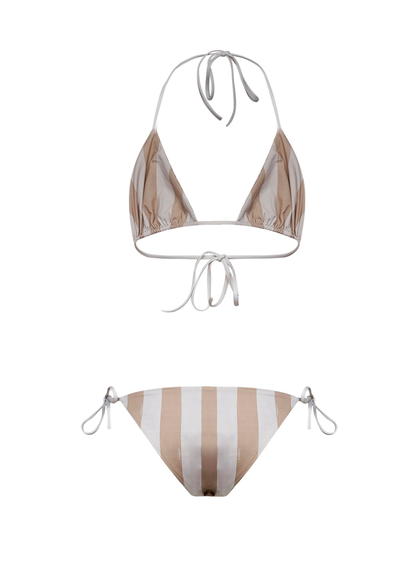 Beige Pequin and FF lycra reversible bikini