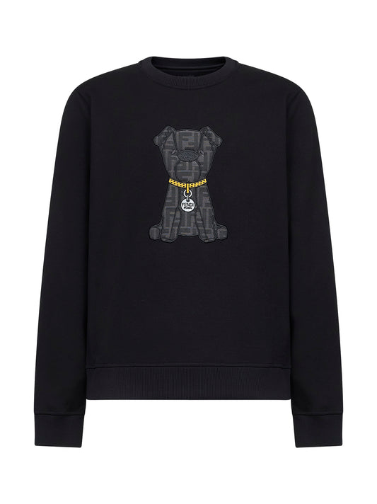 Black cotton maxi ITO patch sweatshirt