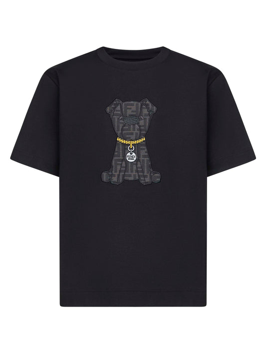 T-shirt in cotone nero con maxi patch ITO