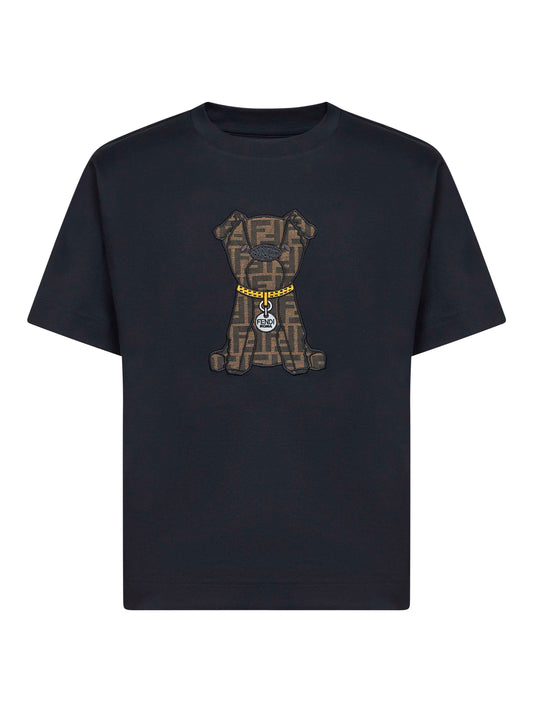 T-shirt in cotone blu con maxi patch ITO