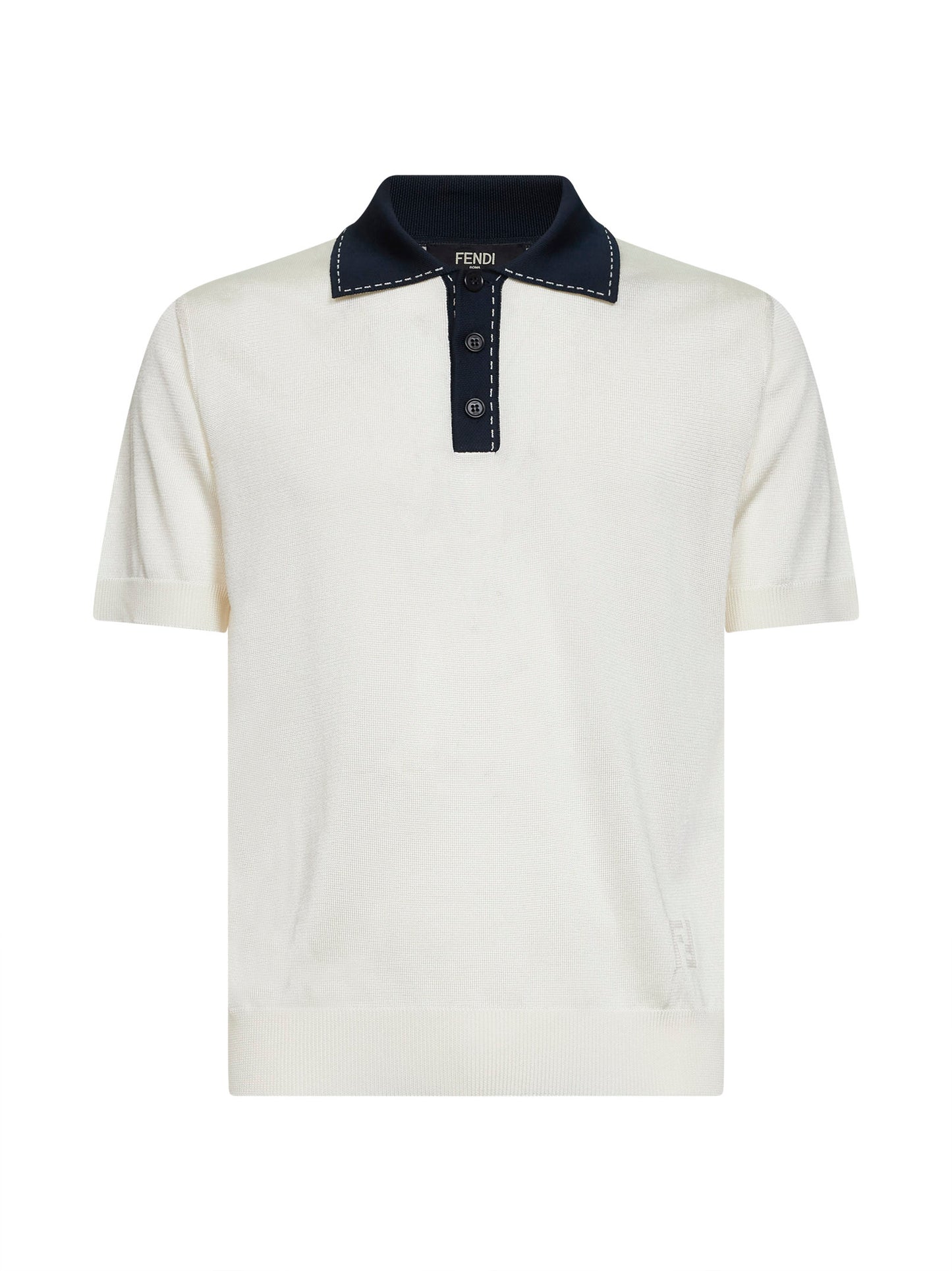Polo in maglia di viscosa naturale con dettagli a  contrasto