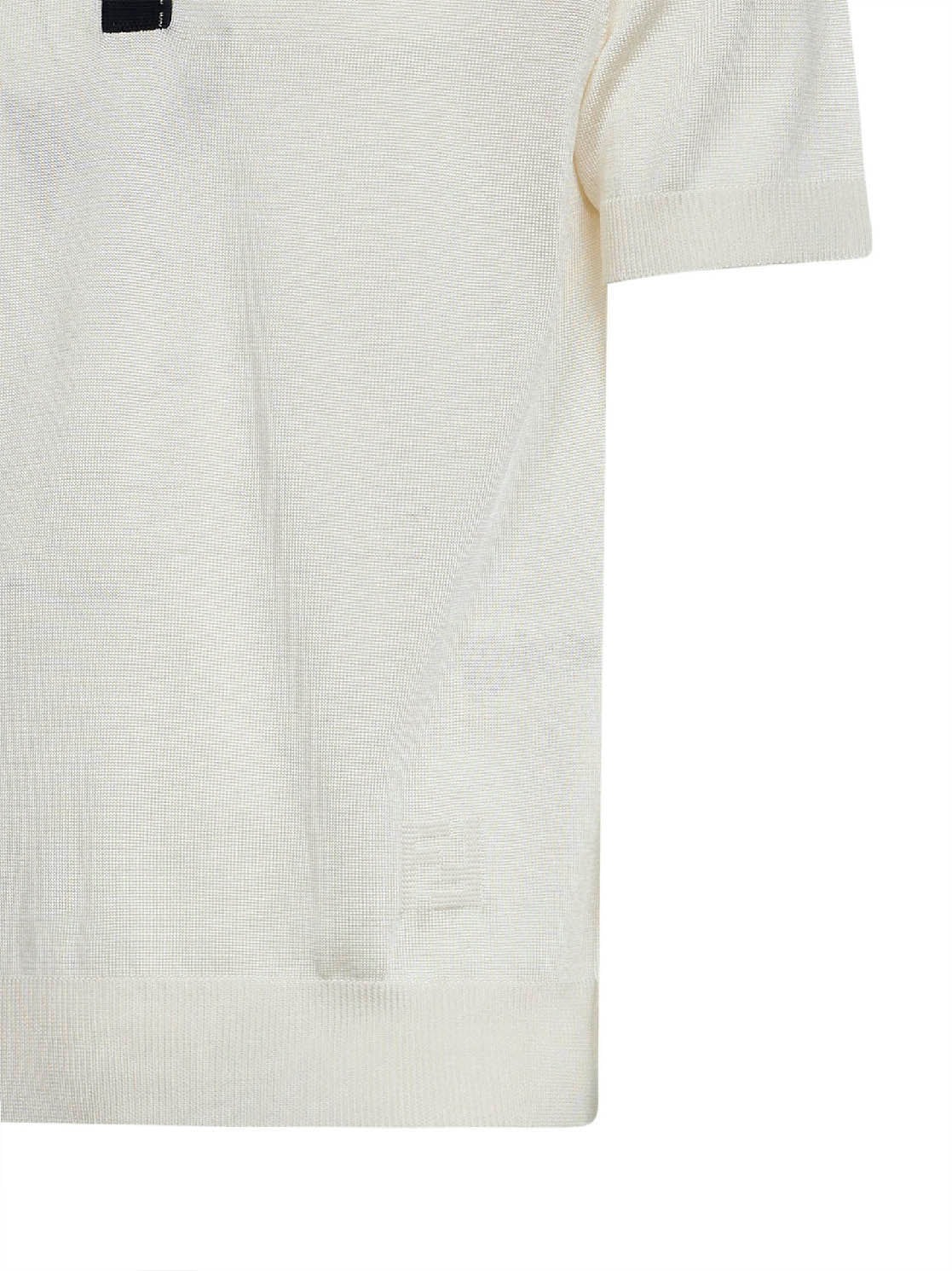 Polo in maglia di viscosa naturale con dettagli a  contrasto
