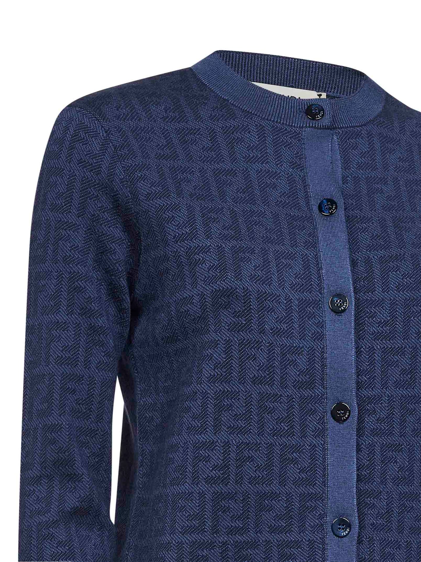 Denim blue FF wool cardigan