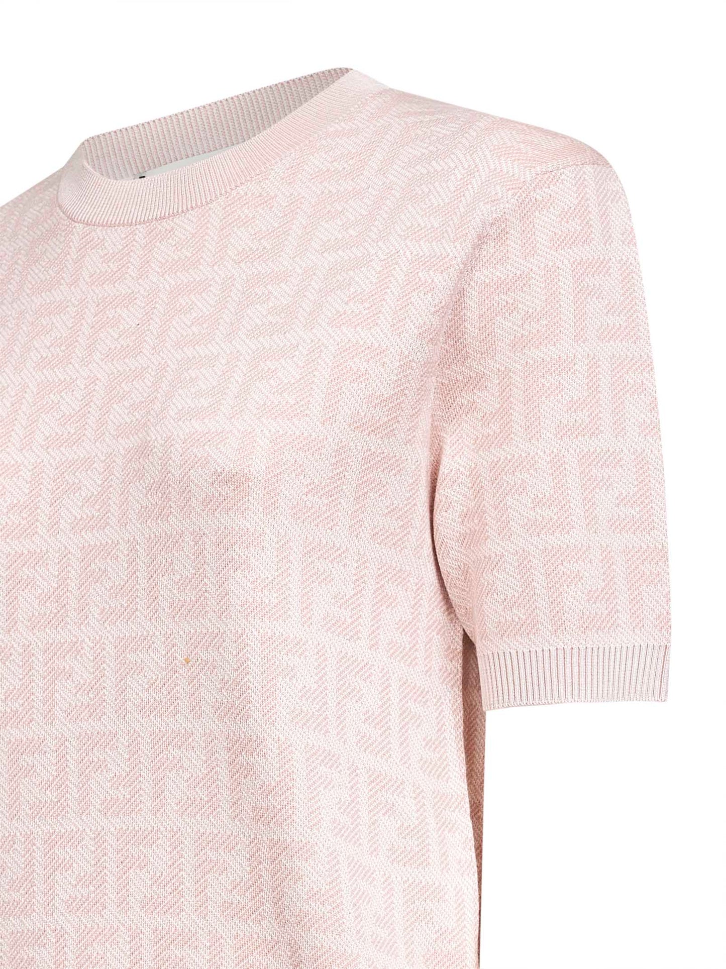 Maglia girocollo in lana FF rosa chiaro