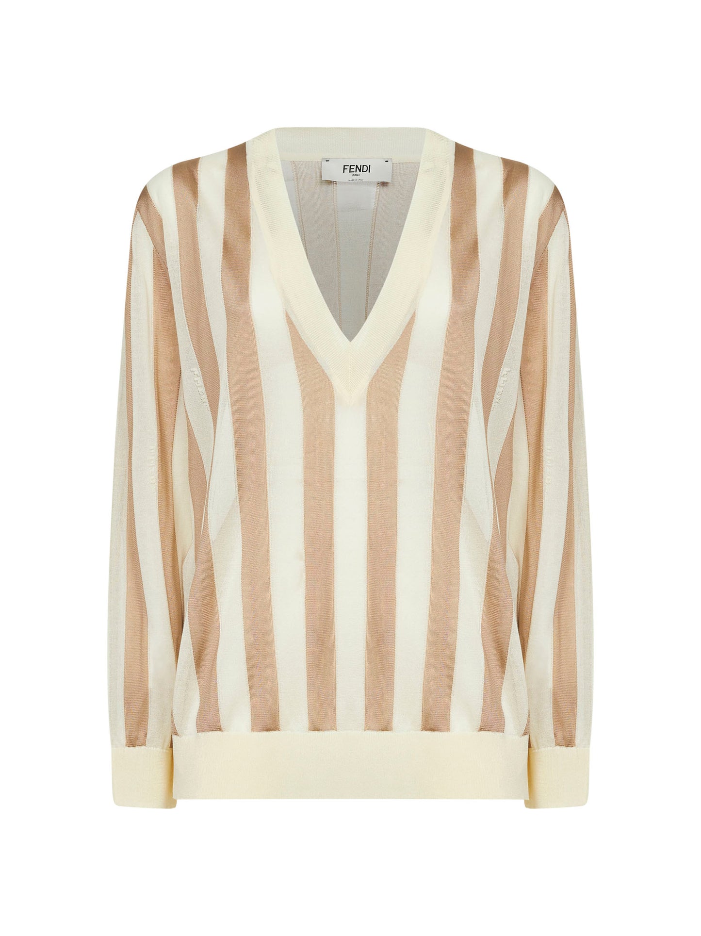 Beige Pequin silk and cotton sweater