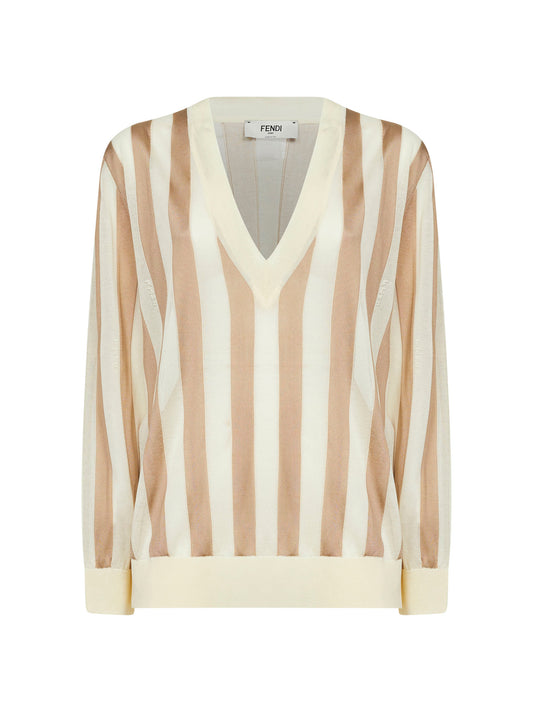 Beige Pequin silk and cotton sweater