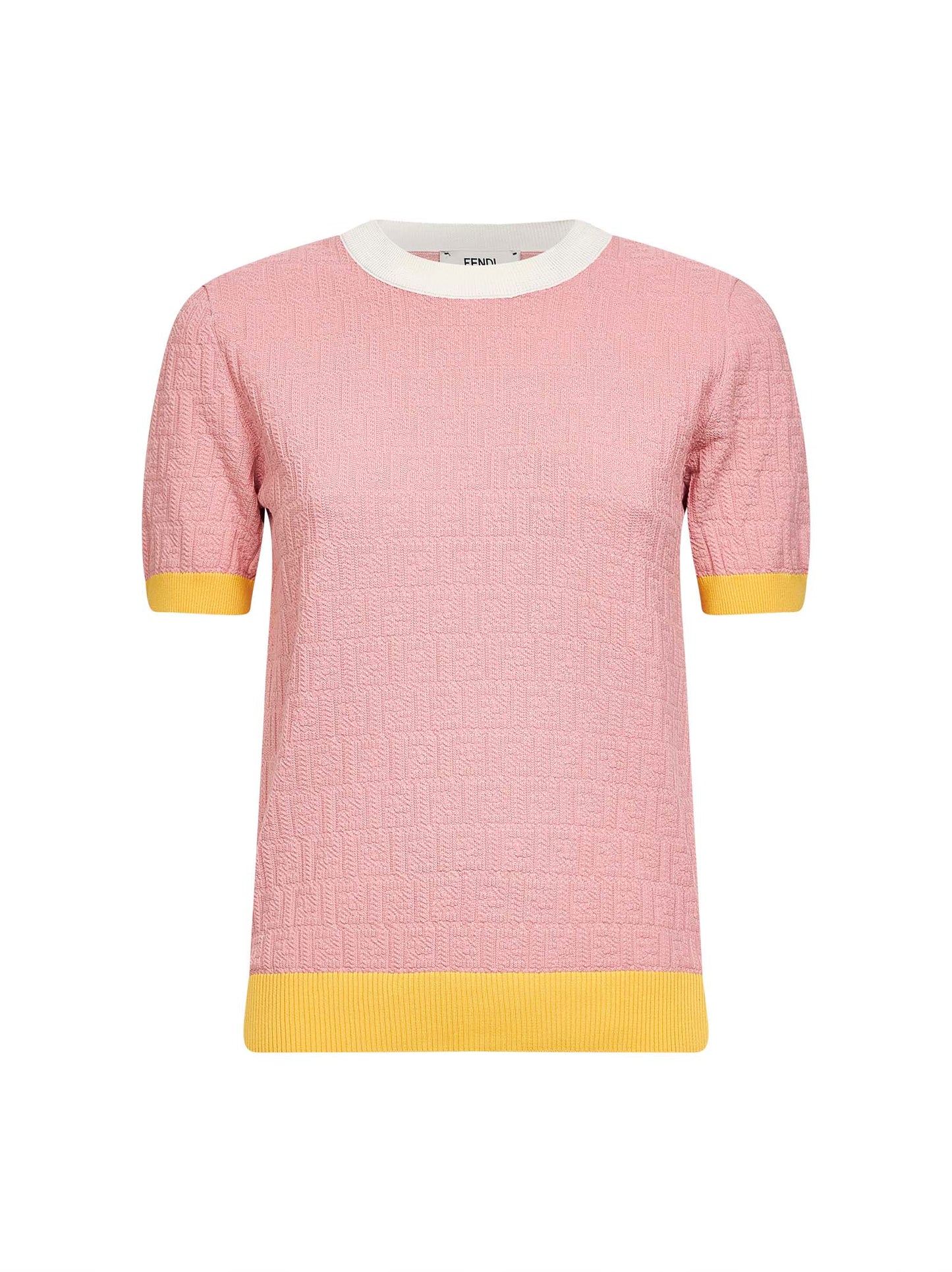 Pink FF cotton and silk sweater with color block edges